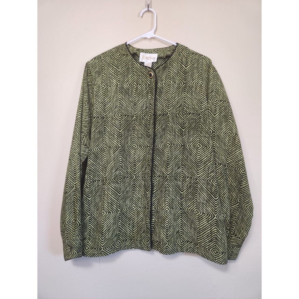 Vintage Jordan Green Button Front Cardigan Womens Size XL